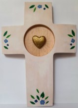 Croix peinte coeur vivant